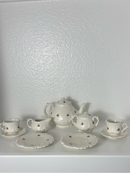 Other - Vintage Child’s Porcelain Tea Set White Pink Floral